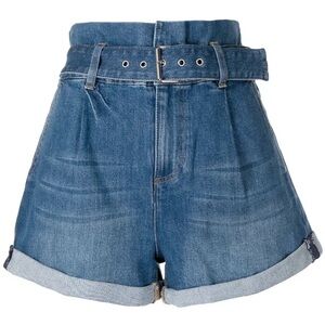 Alice + Olivia Rosemary Belted Denim Shorts